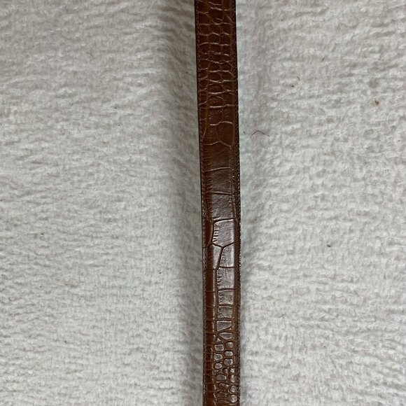 Talbots‎ Belt Women's Medium Brown Leather Crocodile Print Square Buckle 9604 - Picture 3 of 12
